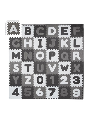 relaxdays 60 x Puzzlematte "ABC" in Weiß/ Grau