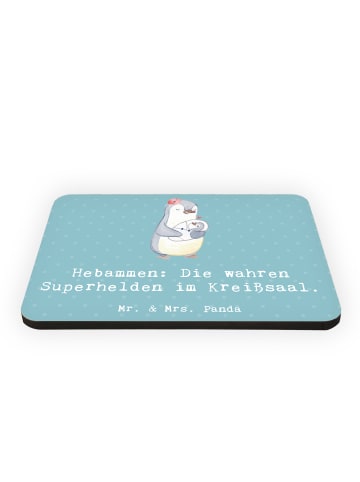 Mr. & Mrs. Panda Kühlschrankmagnet Hebamme Superhelden mit Spruch in Meeresbrise