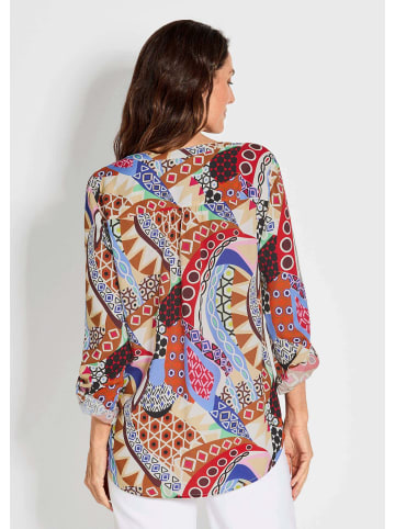 GOLDNER Kurzgröße:  Florale Druckbluse mit V-Ausschnitt in bunt / gemustert