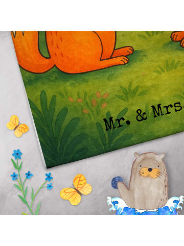 Mr. & Mrs. Panda Frottiertuch Füchse Liebe Design ohne Spruch in Weiß