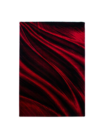KADIMA DESIGN Teppich Kurzflor Waschbar Wellen ASPEN Strapazierfähig OEKO-TEX in Rot