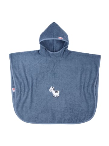 Wörner Bade-Poncho 75 x 60 cm - Stickerei Zebra in blau,motiv