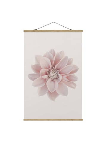 WALLART Stoffbild - Dahlie Blume Pastell Weiß Rosa in Creme-Beige
