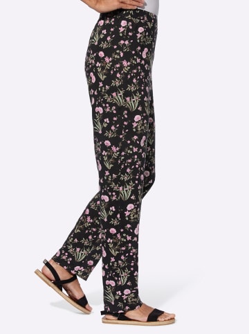 Sieh an! Schlupfhose in schwarz-rosé-bedruckt
