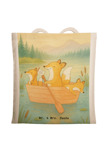 Mr. & Mrs. Panda Umhängetasche Fuchs Kanufahren Design ohne Spruch in Weiß