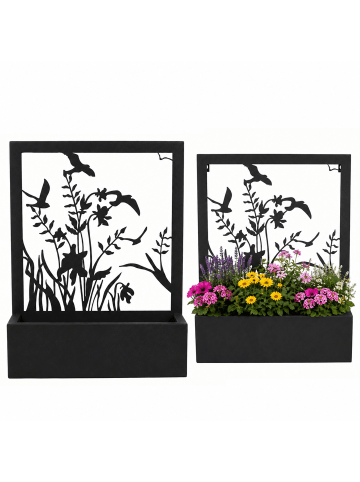 UNUS Blumenkasten Metall Wandregal 2er Set in Schwarz