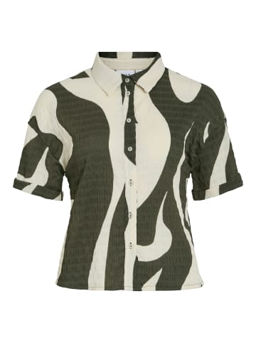 Vila Legere Hemd Bluse mit Kragen und Allover Print in Grün