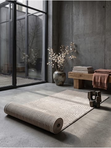 KADIMA DESIGN Teppich Outdoor Geometrisch pflegeleicht Balkon Terrasse Outdoor in Beige