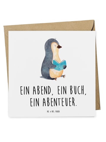 Mr. & Mrs. Panda Geschenkgutschein Bücherabend Abenteuer mit Spruch in Weiß