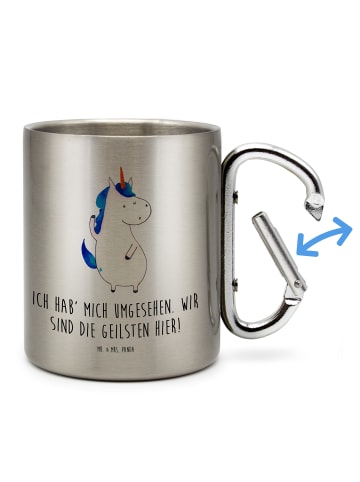 Mr. & Mrs. Panda Edelstahltasse Einhorn Mann mit Spruch in Silber