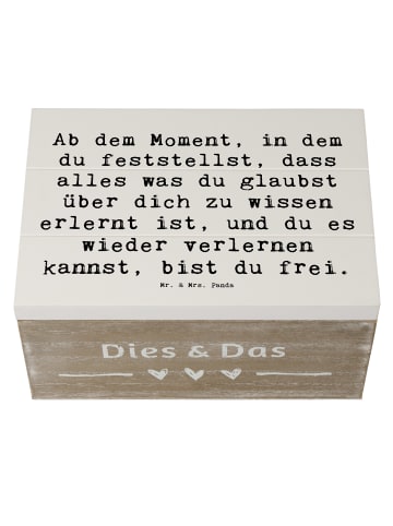 Mr. & Mrs. Panda Holzkiste Spruch Erleuchtung und Freiheit mit S... in Weiß