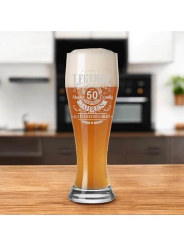 LUXENTU Weizenbierglas mit Gravur Legende seit 20 Jahren 0,5 l in transparent