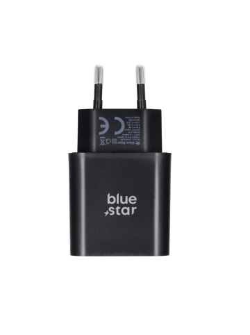 BlueStar Reiseladegerät Typ C + Kabel Typ C auf Typ C PD QC4.0 3A 25W in Schwarz