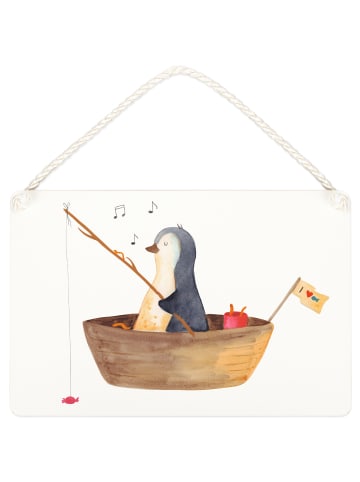 Mr. & Mrs. Panda Deko Schild Pinguin Angelboot ohne Spruch in Weiß