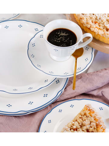 Mäser Kaffeeservice, Porzellan Lova in Weiß / Blau