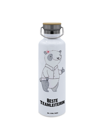 Mr. & Mrs. Panda Trinkflasche Panda Beste Teamleiterin mit Spruch in Weiß