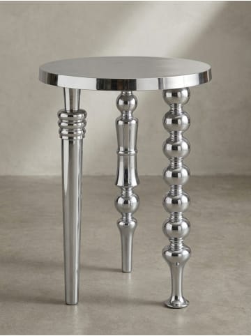 KADIMA DESIGN Beistelltisch 44x44x63 cm Aluminium, Dreibein Design, Silber