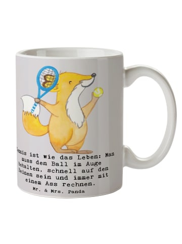 Mr. & Mrs. Panda Tasse Tennis Lebensweisheit mit Spruch in Grau Pastell