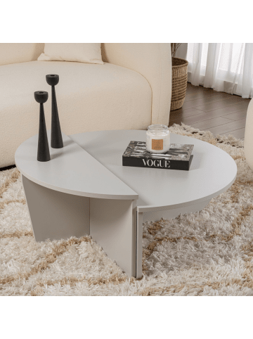 CALICOSY 2er-Set Tischs  in Grau  - (W) 90  x (H) 35  x (L) 90  cm