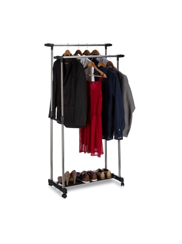 relaxdays Rollgarderobe in Silber/Schwarz