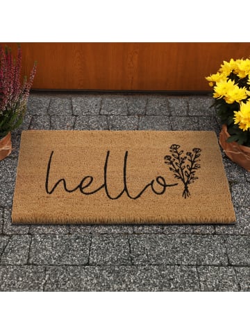 relaxdays Fußmatte "Hello" in Natur/ Schwarz - (B)60 x (T)40 cm