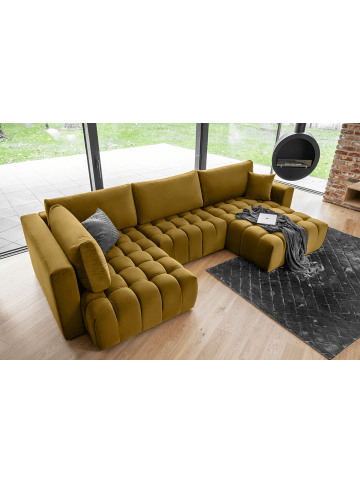 MF Design Bonita Recamiere Rechts in Senfgelb -  (L) 175 x (B) 350 x (H) 92 cm