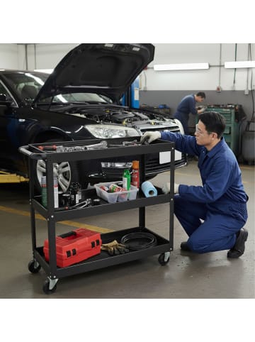 relaxdays Werkstattwagen in Schwarz - (B)78 x (H)76 x (T)35 cm