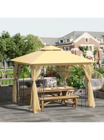 Outsunny Pavillon in Beige & Schwarz 300L x 300B x 272H cm