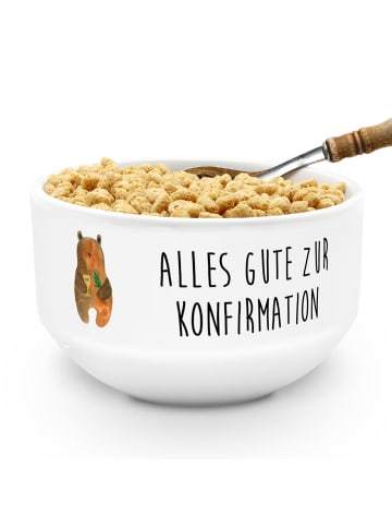 Mr. & Mrs. Panda Obstschale Bär Konfirmation mit Spruch in Weiß