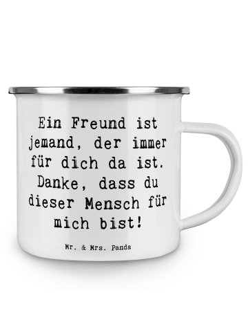 Mr. & Mrs. Panda Camping Emaille Tasse Spruch Freund fürs Leben ... in Weiß