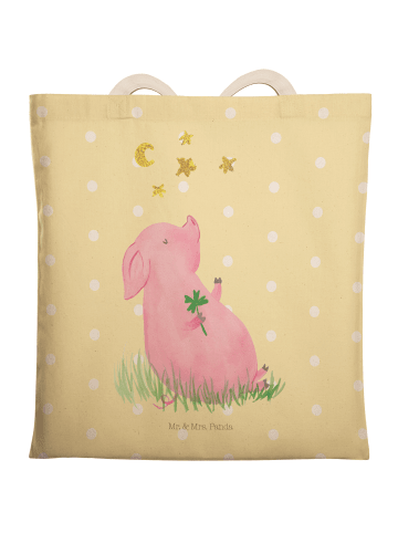 Mr. & Mrs. Panda Schultertasche Schwein Glück ohne Spruch in Gelb Pastell