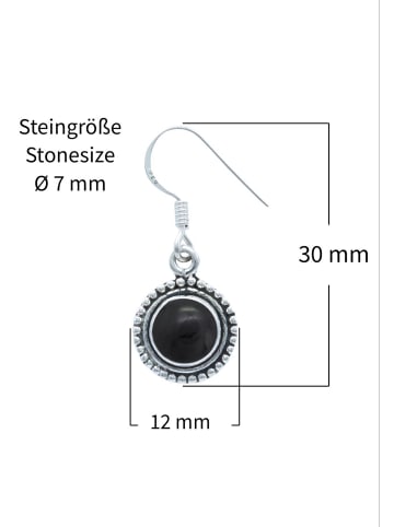 mantraroma 925er Silber - Ohrringe (L) 12 x (B) 30 mm mit Onyx