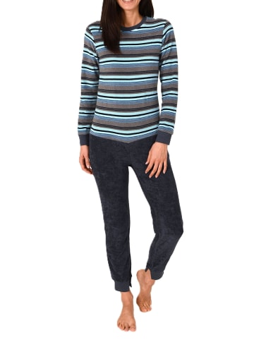 NORMANN Pflegeoverall Frottee langarm Reissverschluss - 88417 in blau