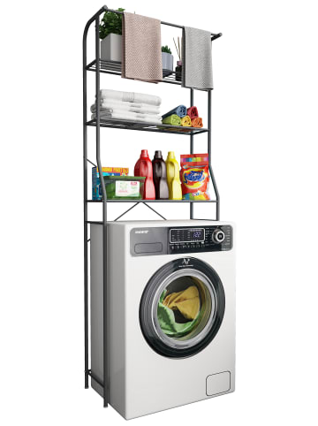VCM  Waschmaschine Toilette Überbau Schrank Tubas L in Schwarz