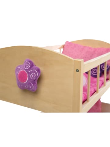roba Happy Fee Puppenetagenbett – natur, mit Textilausstattung & Blume