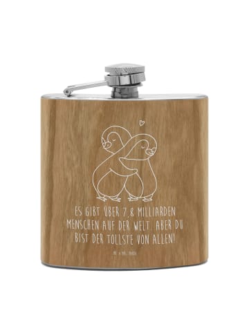 Mr. & Mrs. Panda Flachmann Pinguine Kuscheln mit Spruch in Braun