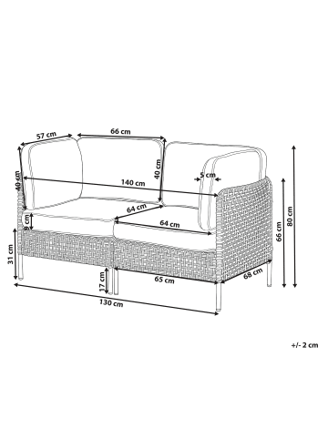 Beliani 8-tlg Gartensofa OMEGANA in Beige/Schwarz