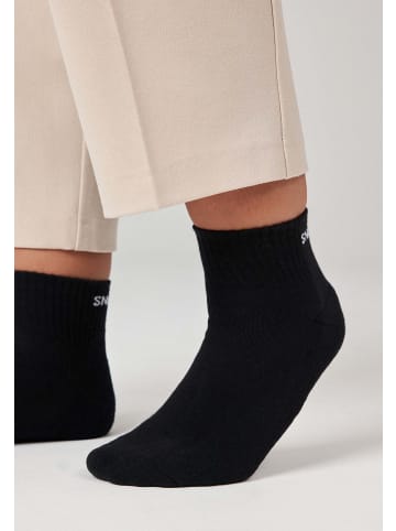 SNOCKS Retro Sneaker Socken aus Bio-Baumwolle 4 Paar in Schwarz (SNOCKS)