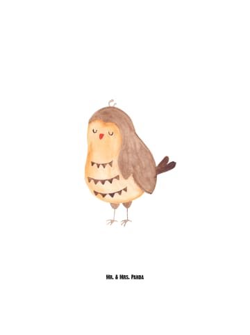 Mr. & Mrs. Panda Wasserflasche Eule Zufrieden ohne Spruch in Weiß