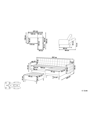 Beliani 3-tlg Modulsofa ABERDEEN in Beige/Schwarz