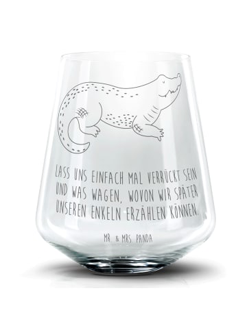 Mr. & Mrs. Panda Blümchentail Glas Krokodil mit Spruch in Transparent