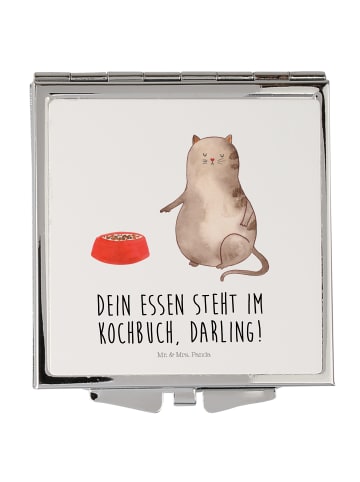 Mr. & Mrs. Panda Klappspiegel Katze Fressen mit Spruch in Weiß