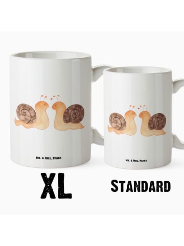 Mr. & Mrs. Panda Großer Kaffeepott Schnecken Liebe ohne Spruch in Weiß