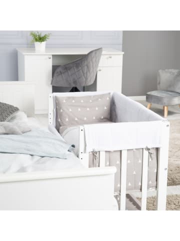 roba Stubenbett 4 in 1, Beistellbett ‚Indibär‘, Babybett, Wiege & Kinderbank, weiß