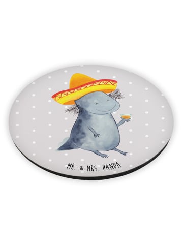 Mr. & Mrs. Panda Rund Magnet Axolotl Tequila ohne Spruch in Grau Pastell
