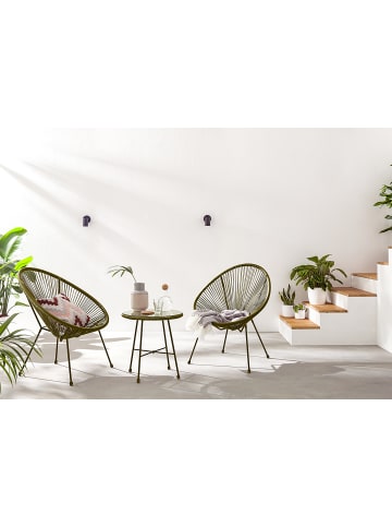 home24 Sitzgruppe Copacabana 3-teilig in Olivgrün