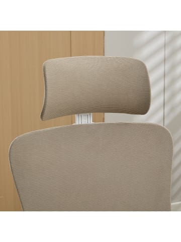 ABRIHOME Bürostuhl in Khaki mit Netz Lendenstütze Kopfstütze Hochlehner