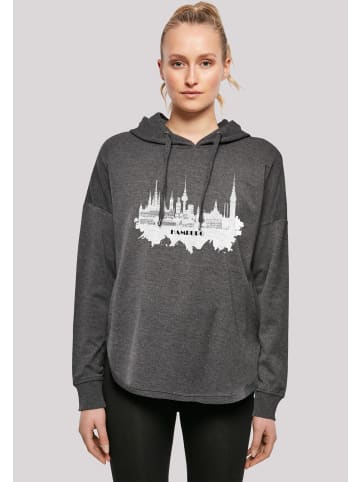 F4NT4STIC Oversized Hoodie Cities Collection - Hamburg skyline in charcoal