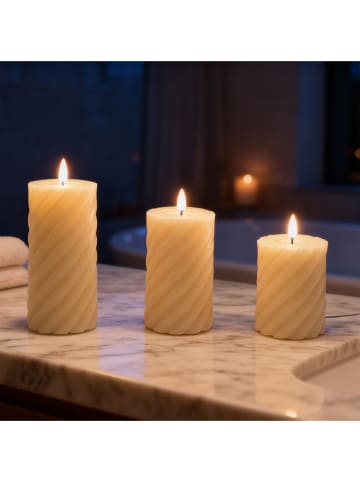 relaxdays 3 x LED Kerzen in Champagner