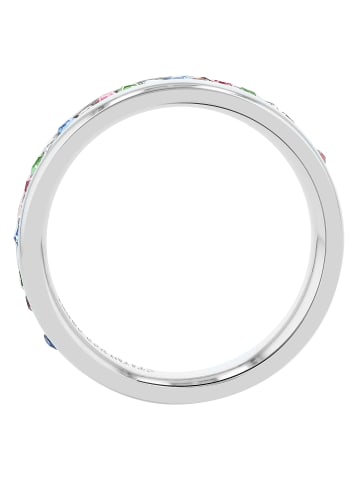 Adeliás Damen Ring aus Edelstahl mit Strass Steinchen in silber